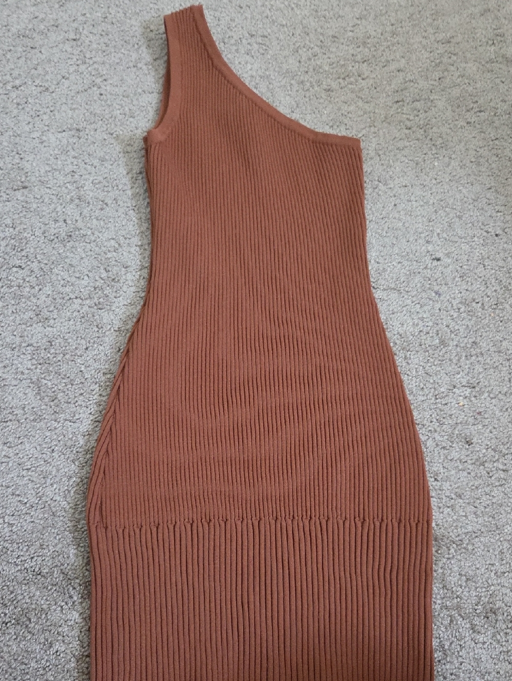 Forever 21 One-Shoulder Ribbed Dress - Rust